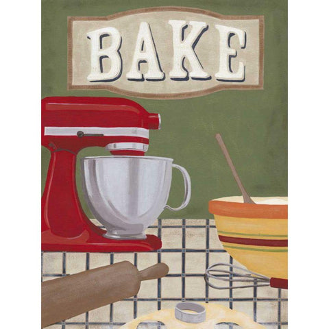 Bakers Kitchen White Modern Wood Framed Art Print by Vess, June Erica