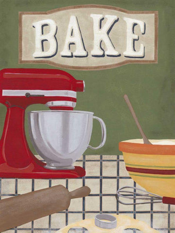 Bakers Kitchen White Modern Wood Framed Art Print with Double Matting by Vess, June Erica