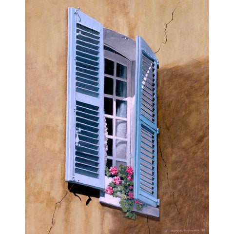 Mediterranean Sunlight Black Modern Wood Framed Art Print with Double Matting by Swanson, Michael