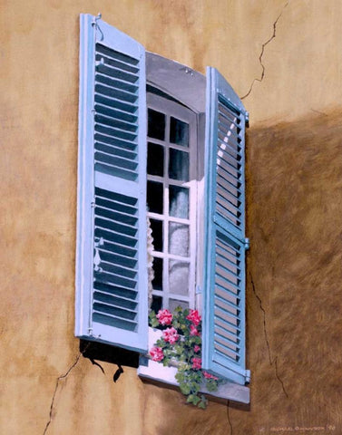 Mediterranean Sunlight White Modern Wood Framed Art Print with Double Matting by Swanson, Michael