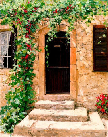 Sunlit Vines White Modern Wood Framed Art Print with Double Matting by Swanson, Michael