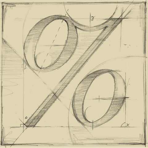 Drafting Symbols III Gold Ornate Wood Framed Art Print with Double Matting by Harper, Ethan