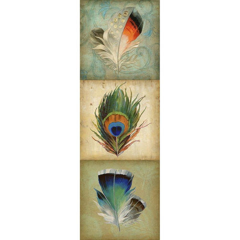 2-Up Feather Triptych I White Modern Wood Framed Art Print by Goldberger, Jennifer