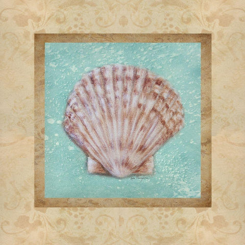 Shell and Damask I White Modern Wood Framed Art Print by Broughton, Rita