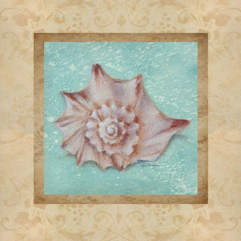 Shell and Damask II White Modern Wood Framed Art Print by Broughton, Rita