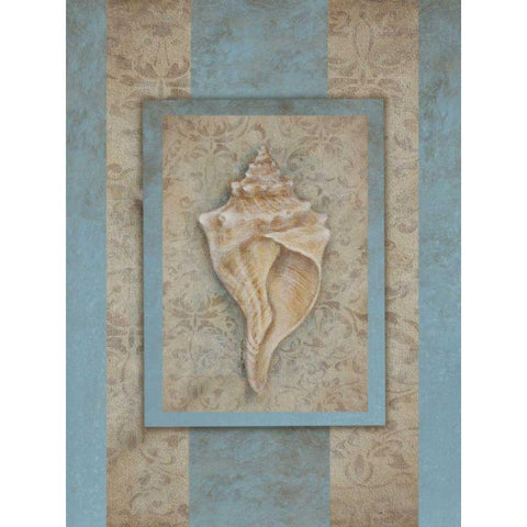 Shell and Damask Stripe II Black Modern Wood Framed Art Print with Double Matting by Broughton, Rita