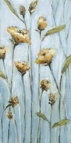 Wishing Blooms White Modern Wood Framed Art Print with Double Matting by Long, Christina