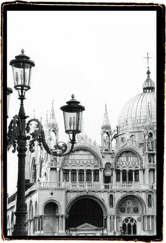 A Venetian Stroll V White Modern Wood Framed Art Print with Double Matting by DeNardo, Laura
