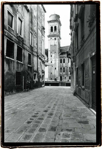 A Venetian Stroll VI White Modern Wood Framed Art Print with Double Matting by DeNardo, Laura