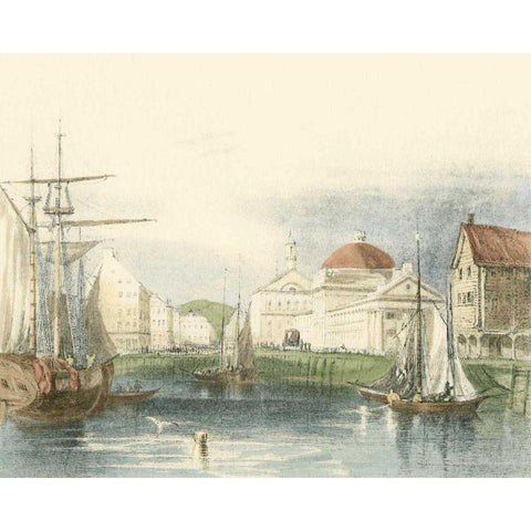 Faneuil Hall, Boston White Modern Wood Framed Art Print by Vision Studio