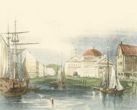 Faneuil Hall, Boston White Modern Wood Framed Art Print with Double Matting by Vision Studio