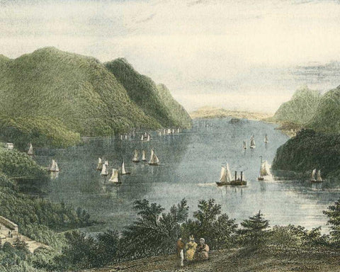 View from West Point Black Ornate Wood Framed Art Print with Double Matting by Vision Studio