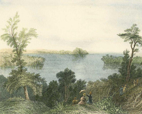 Saratoga Lake, New York Black Ornate Wood Framed Art Print with Double Matting by Vision Studio