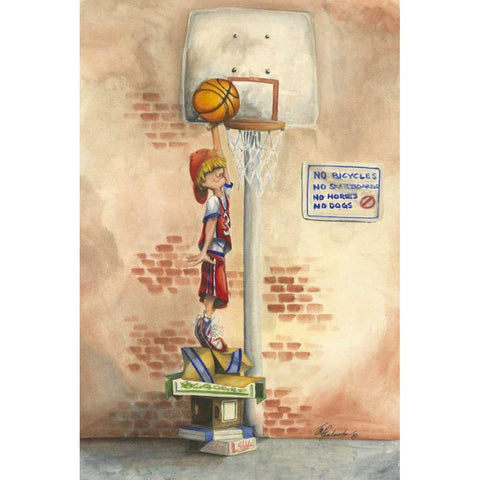 Slam Dunk Black Modern Wood Framed Art Print with Double Matting by Throckmorton, Jay