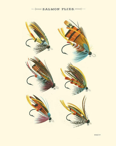 Salmon Flies II Black Ornate Wood Framed Art Print with Double Matting by Vision Studio