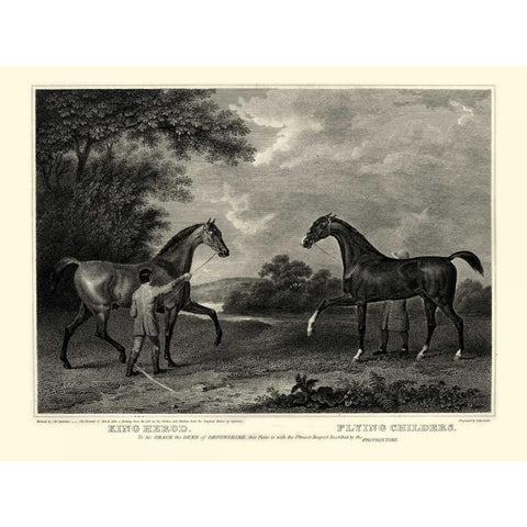 King Herod and Flying Childers Black Modern Wood Framed Art Print by Scott, John