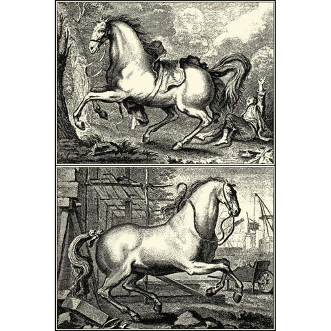 Galloping Horses I Gold Ornate Wood Framed Art Print with Double Matting by unknown