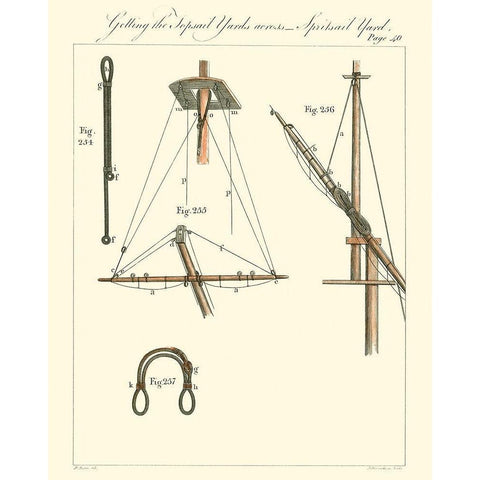 Nautical Details V Gold Ornate Wood Framed Art Print with Double Matting by Unknown