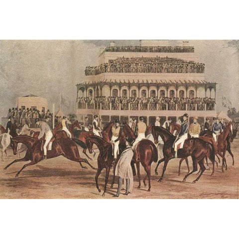 The Grand Steeple Chase I Black Modern Wood Framed Art Print with Double Matting by Turner, F.C.