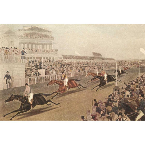 The Grand Steeple Chase IV White Modern Wood Framed Art Print by Turner, F.C.