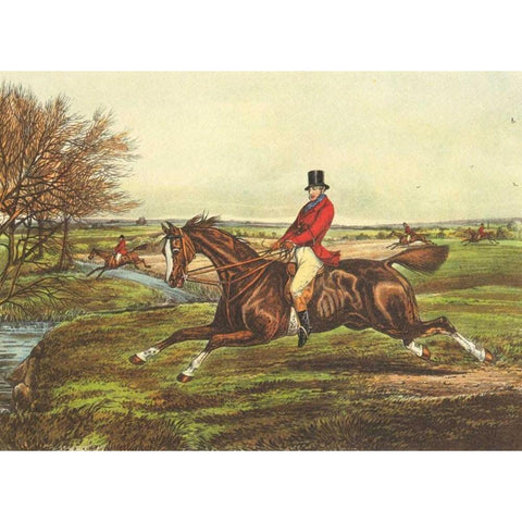 The English Hunt II Black Modern Wood Framed Art Print with Double Matting by Henry, Alken