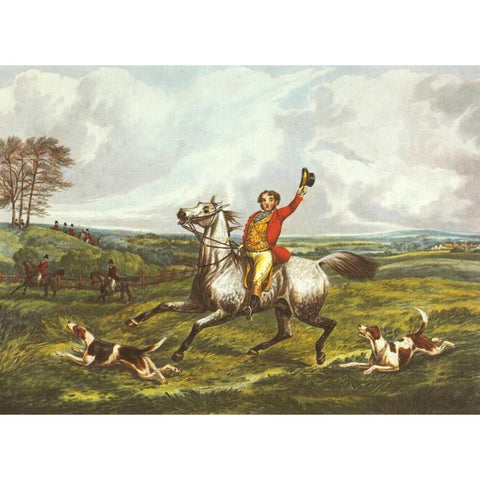 The English Hunt VI Black Modern Wood Framed Art Print with Double Matting by Henry, Alken
