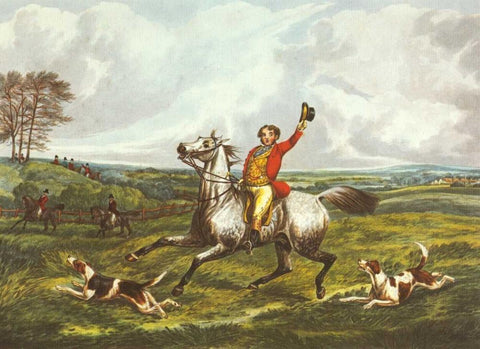 The English Hunt VI Black Ornate Wood Framed Art Print with Double Matting by Henry, Alken