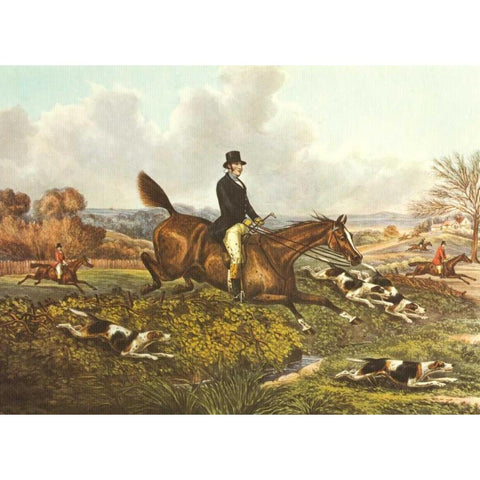 The English Hunt VII Black Modern Wood Framed Art Print by Henry, Alken