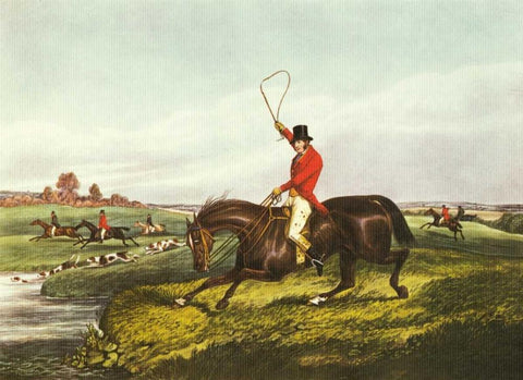 The English Hunt VIII Black Ornate Wood Framed Art Print with Double Matting by Henry, Alken