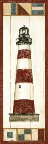 Americana Lighthouse I White Modern Wood Framed Art Print with Double Matting by Harper, Ethan