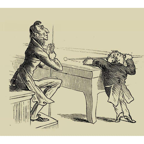 Pool Hall Antics I White Modern Wood Framed Art Print by Unknown