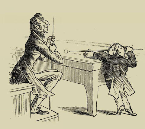 Pool Hall Antics I White Modern Wood Framed Art Print with Double Matting by Unknown