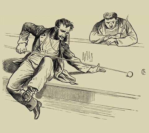 Pool Hall Antics VII Black Ornate Wood Framed Art Print with Double Matting by Unknown