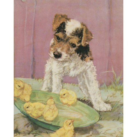 Terrier Trouble II Black Modern Wood Framed Art Print with Double Matting by Unknown