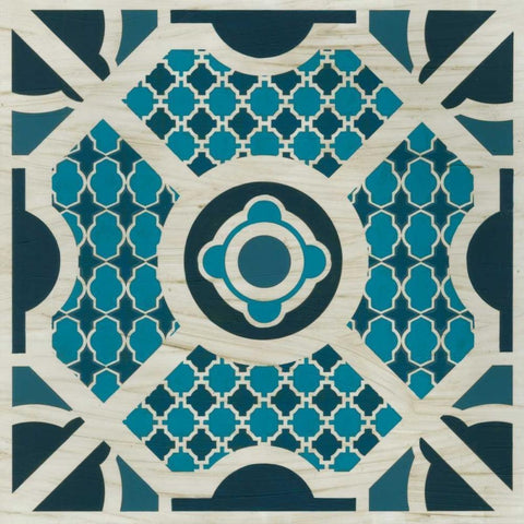 Embellished Indigo Lattice II Black Ornate Wood Framed Art Print with Double Matting by Vess, June Erica