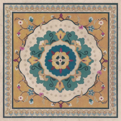 Floral Bazaar Tile I White Modern Wood Framed Art Print with Double Matting by Vess, June Erica