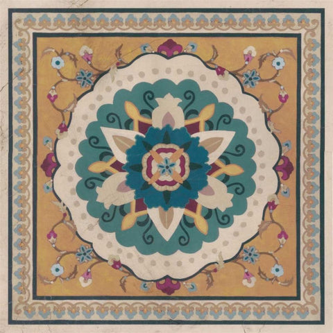 Floral Bazaar Tile IV Gold Ornate Wood Framed Art Print with Double Matting by Vess, June Erica