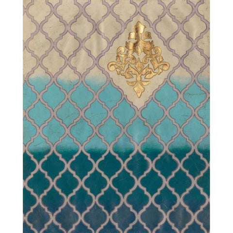Blue Mahal II Black Modern Wood Framed Art Print with Double Matting by Lam, Vanna