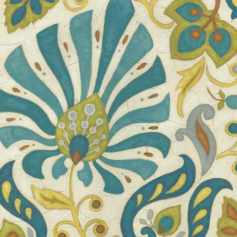 Peacock Paisley I Gold Ornate Wood Framed Art Print with Double Matting by Unknown