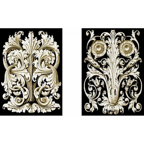 Mini Scroll Gold Ornate Wood Framed Art Print with Double Matting by UNKNOWN