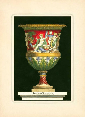 Vase with Cherubs Black Ornate Wood Framed Art Print with Double Matting by Thomassin, S.