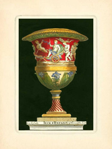 Vase with Chariot White Modern Wood Framed Art Print with Double Matting by Thomassin, S.