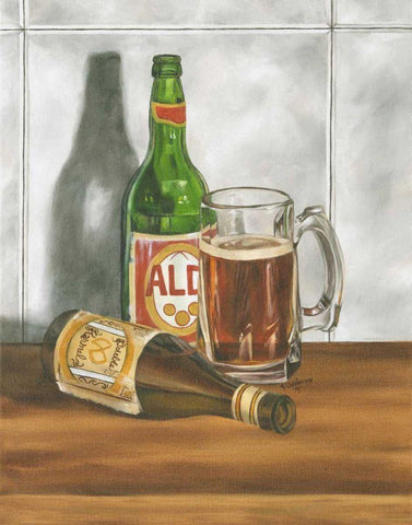 Beer Series I White Modern Wood Framed Art Print with Double Matting by Goldberger, Jennifer