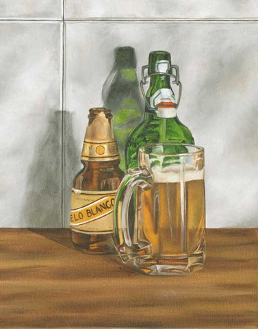 Beer Series II White Modern Wood Framed Art Print with Double Matting by Goldberger, Jennifer