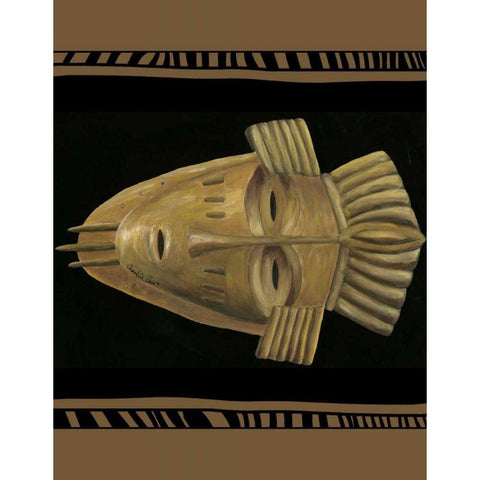 African Mask I Black Modern Wood Framed Art Print with Double Matting by Zarris, Chariklia