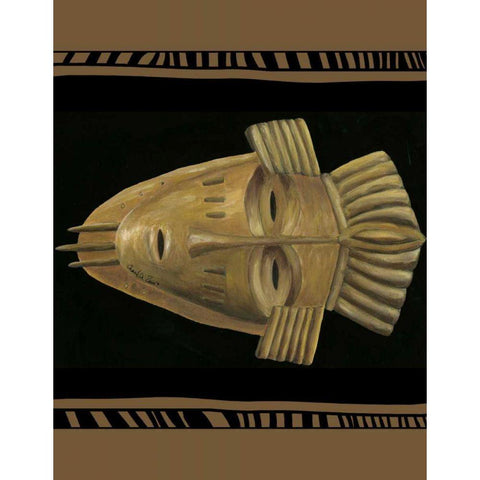 African Mask I White Modern Wood Framed Art Print by Zarris, Chariklia