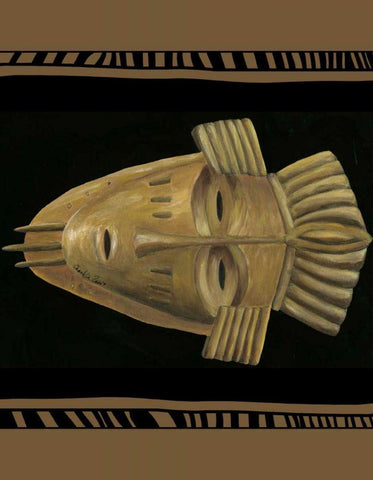 African Mask I Black Ornate Wood Framed Art Print with Double Matting by Zarris, Chariklia