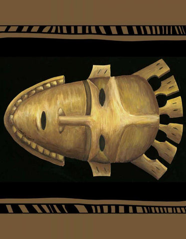 African Mask III Black Ornate Wood Framed Art Print with Double Matting by Zarris, Chariklia
