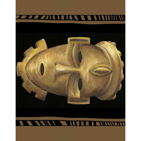 African Mask IV Gold Ornate Wood Framed Art Print with Double Matting by Zarris, Chariklia