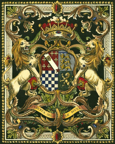 Crest on Black II Black Ornate Wood Framed Art Print with Double Matting by Vision Studio